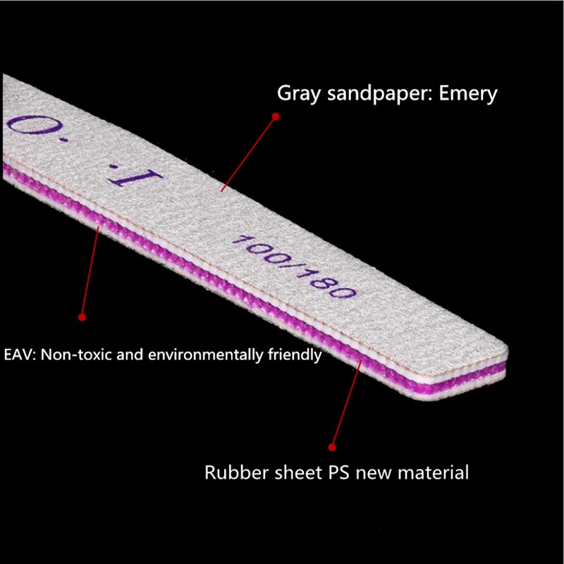 10 Stks/partij Professionele Nagelvijl Dubbelzijdig Nagelvijl Buffer 100/180 Schuren En Polijsten Tool