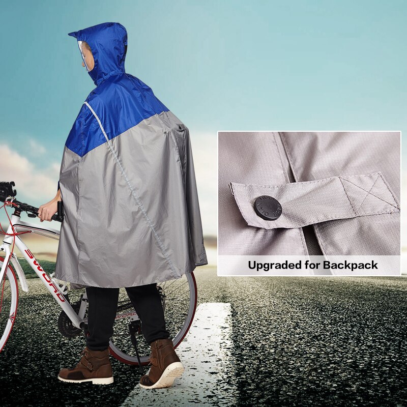 Qian impermeável impermeável ao ar livre moda chuva poncho mochila fita reflexiva design escalada caminhadas viagem capa de chuva