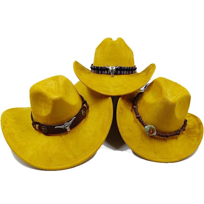 Cappello da cowboy viola nuovi accessori per cappelli da cowboy cappello da cowboy cappello in materiale scamosciato nuovo cappello da cavaliere da uomo e da donna tutto'aperto