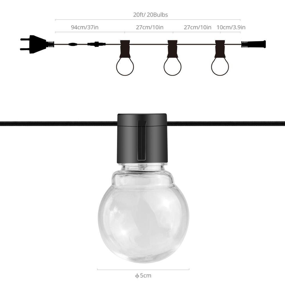 2.5m 5m 10/20 lysdioder pærer streng utendørs belysning vanntett vegglampe bryllup bursdagsfest hage dekorasjon 110v 220v