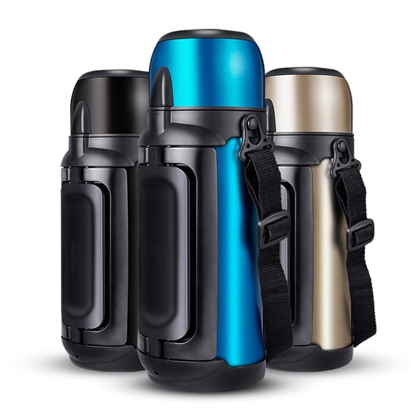 Termo de acero inoxidable de gran capacidad 1.5L / 2L para viajes al aire libre, taza de agua con personalidad, taza de vacío de aislamiento portátil