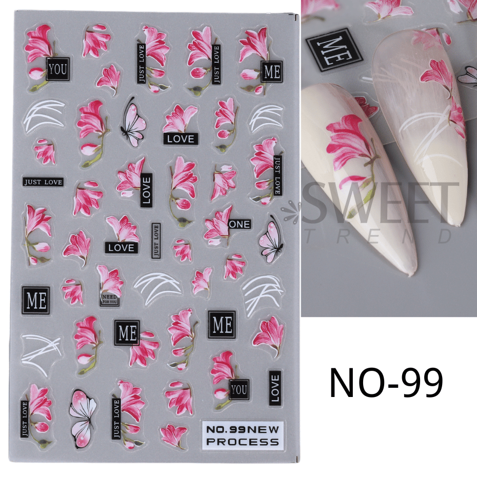Pegatinas de Arte de uñas de mariquita de abeja 3D, hojas de otoño, margaritas florales, deslizador, calcomanía de pájaro Animal lindo, decoración de manicura, puntas de uñas, Belleza: Morado