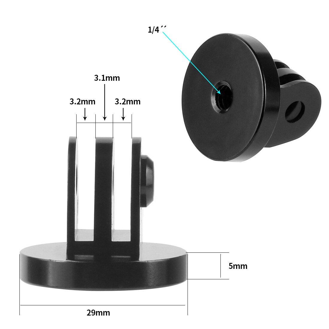 CNC-Soporte de cámara con Clip para manillar de bicicleta, adaptador de trípode de 1/4 pulgadas para DJI, Osmo Action, GoPro Hero 7, 4K