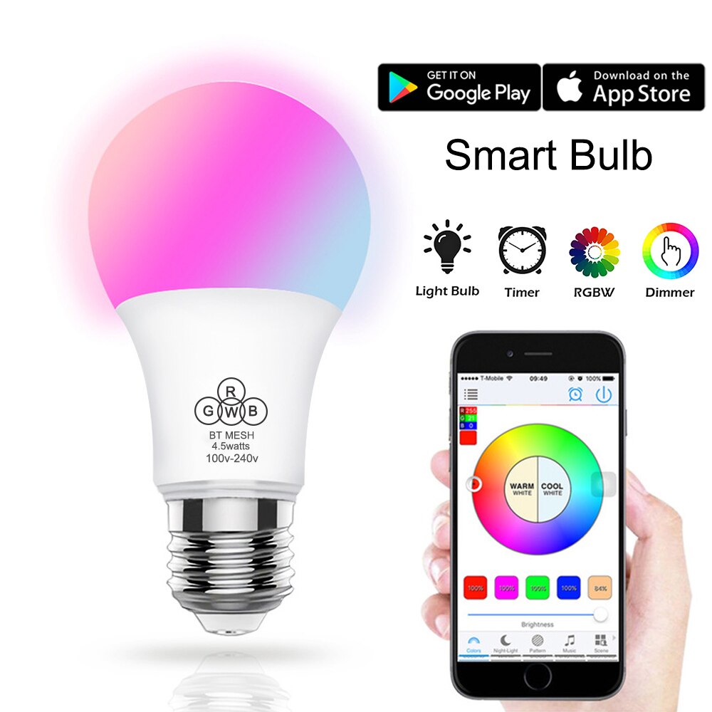 E27 Draadloze Bluetooth Smart RGB Magic Lamp Home Verlichting Kleurverandering Lamp Dimbare Compatibel IOS/Android