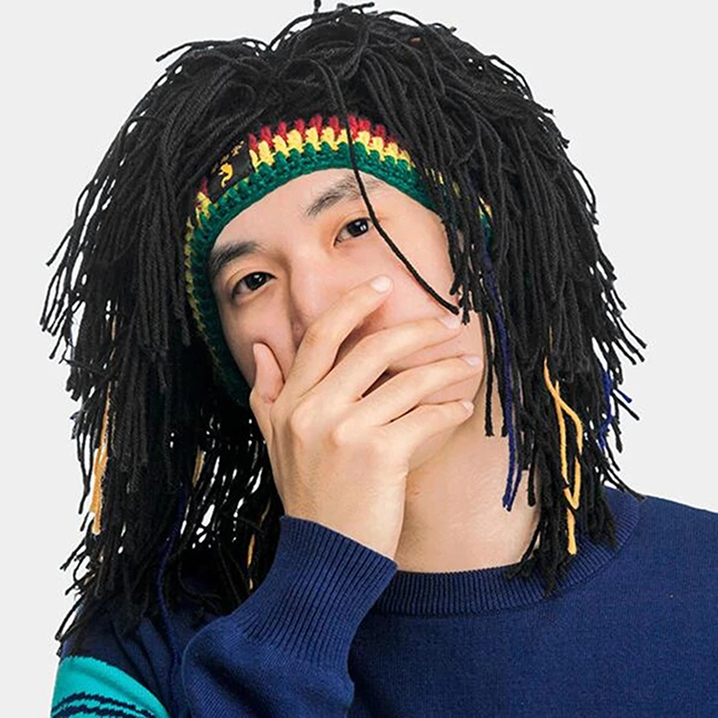 Rasta Pruik Cap Beanie Hoed Jamaica Rasta Handgemaakte Cap Reggae Dreadlocks Afrika Wortels Pruik Bob Marley Voor Halloween
