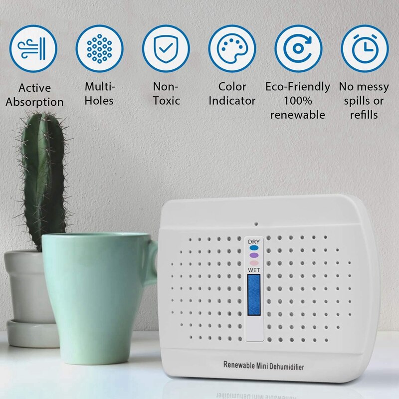 CAHOT Mini Dehumidifier Rechargeable Dehumidifier Frigidaire Small Space Air Dryer For Car Home Bedroom Kitchen Office