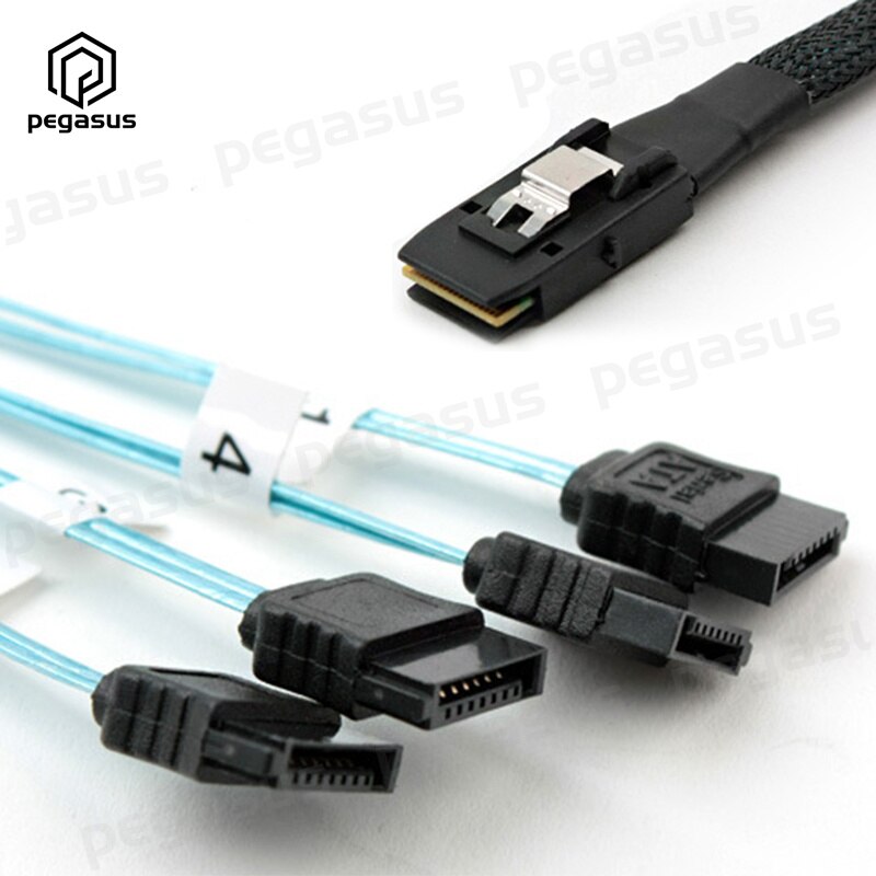 50CM 6Gbps Mini SAS SFF-8087 to 4*SATA 7-Pin Forward Breakout Cable
