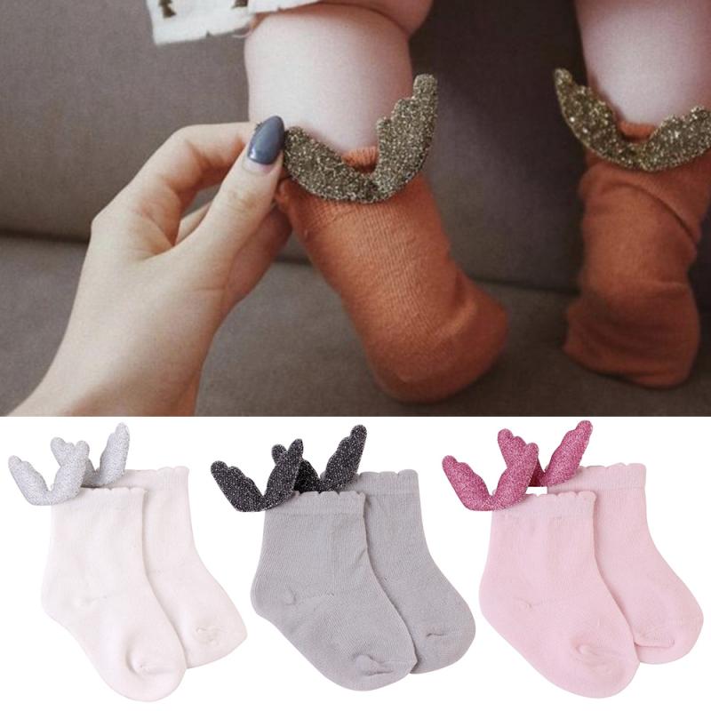 Meias infantis com asas de anjo para meninas, meias de malha listradas, criativas suprimentos