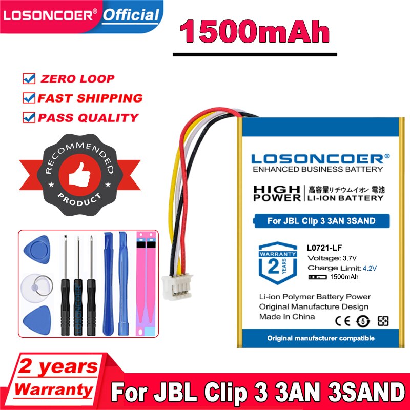 LOSONCOER Top Brand 100% nuovo L0721-LF batteria per JBL Clip 3, Clip 3AN, Clip 3 sabbia