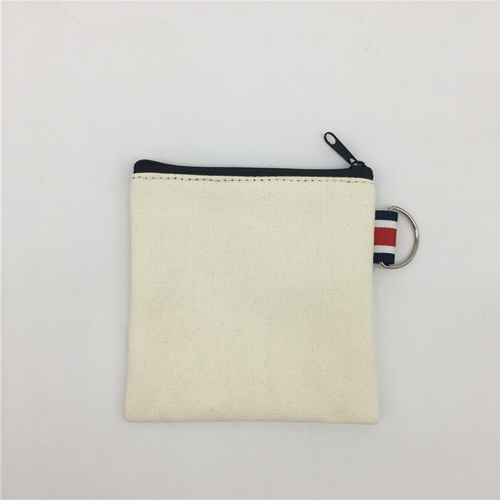 1pz Bianco Breve Tela di canapa Della Borsa Della Carta di Chiave mini Borsa Delle Donne Del Sacchetto Della Ragazza Dipinta A Mano Piccola Borsa Della Chiusura Lampo Della Borsa Della Moneta supporto di carta Del Raccoglitore