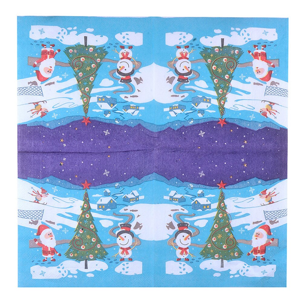 40pcs Kerst Snowscape Gedrukt Servetten Leuke Cartoon Tissue Diner Papieren Handdoek Feestartikelen