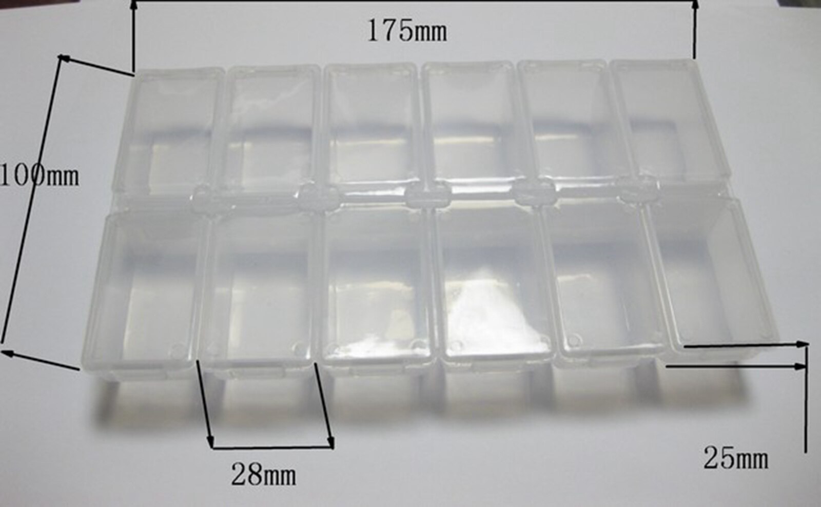 Clear Plastic Organizer Case 10 12 14 Compartments Jewelry Beads Display Storage Box: 12 compartments