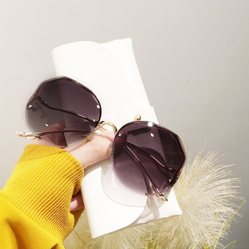 8Farbe Tee Gradient Angeln Sonnenbrille Frauen Ozean Wasser schneiden getrimmt Linse Metall gebogen Tempel Sonne Brille weiblich