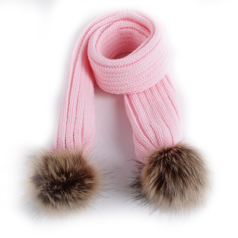 Winter Hüte Ohren Mädchen Jungen Deckel + Schal 2Stck freundlicher einstellen Baby warm Halten freundlicher betroffen Wolle Pelz Doppel Hütte Gestrickte Nette Kappe Schal einstellen: Rosa