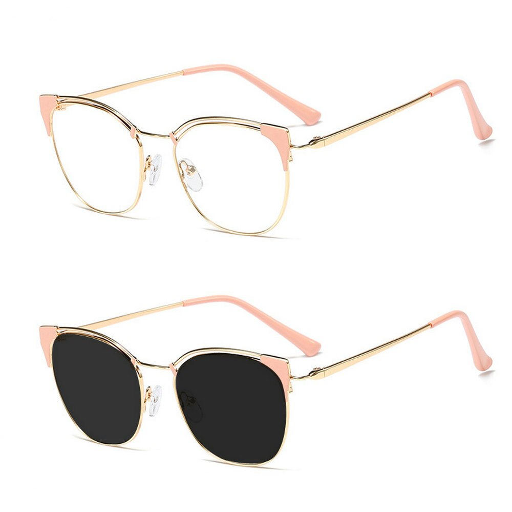 Gafas de prescripción fotocromática, nuevas grandes, femeninas, camaleón, gafas para miopía con grado-1,0-1,25 To-1,5 NX, 6,0: pink-100