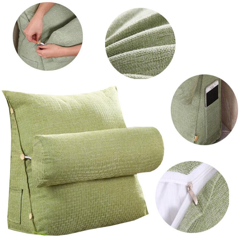 Wedge Shape Stereo Backrest Pillow Waist Cushion Cotton Linen Washable Sofa Cushions Bed Maternity Rest Lounger Reading Pillow