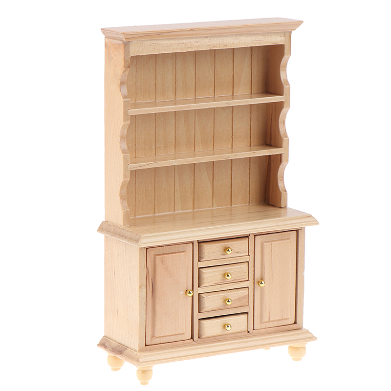 1:12 dukkehuse miniature håndlavede træreoler skab opbevaringsskab hylde reol møbler model arbejdsværelse stue scene indretning: Sølv