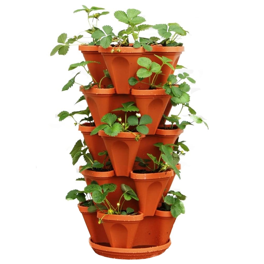 5Pcs Dimensionale Drie-Bloemblaadje Bloempot Aardbei Bekken Multi-layer Bovenop Teelt Pot Groente Fruit Planten Pot