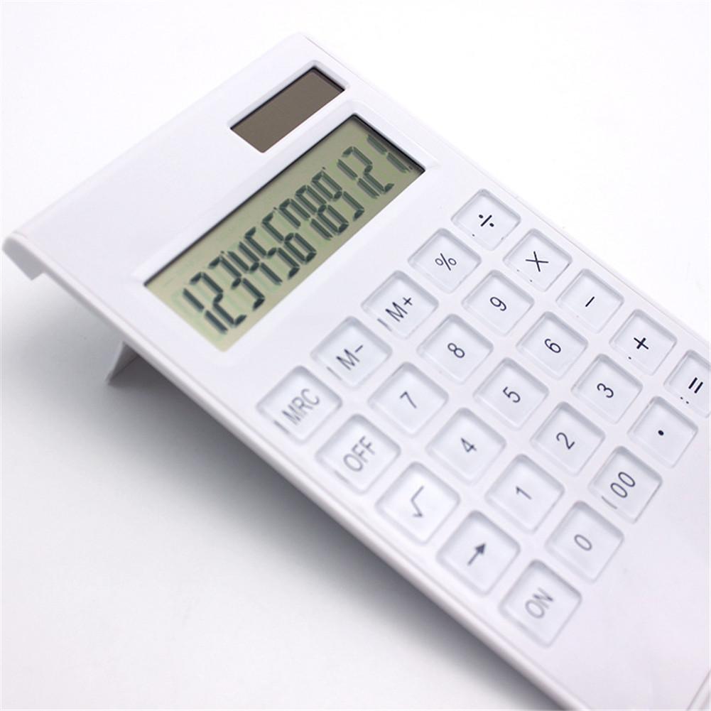 12 Digits Large Display Desktop Calculator Solar And Battery Dual Power Crystal Button Calculator