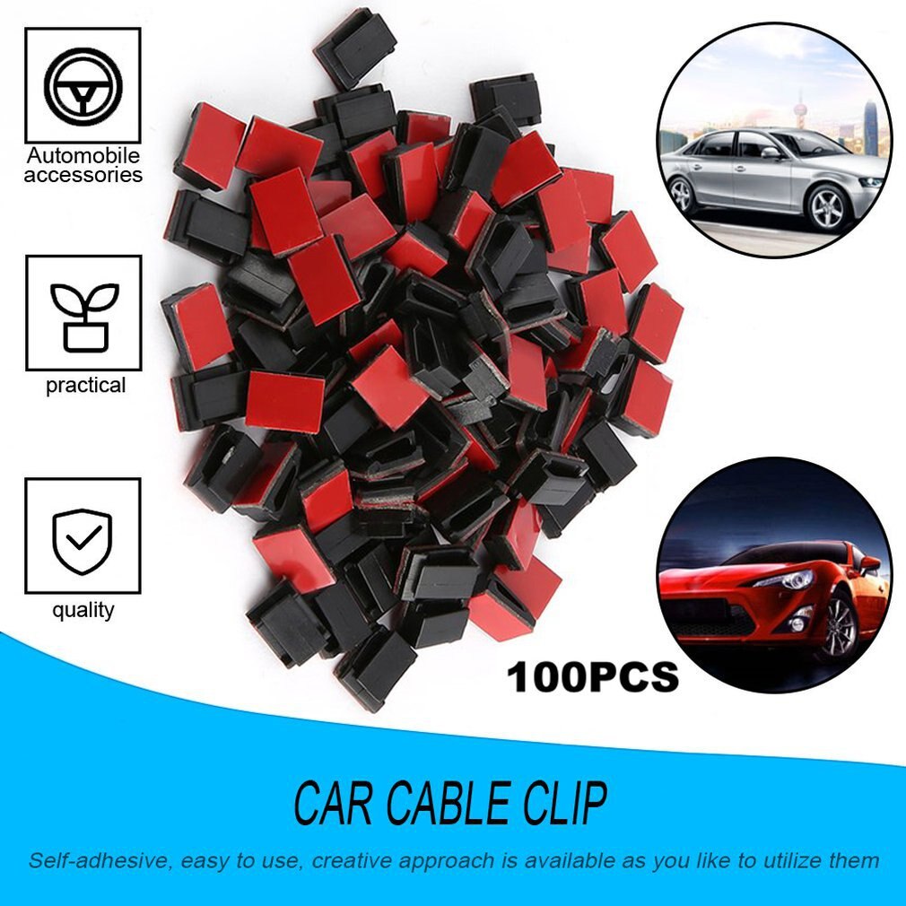 100 pcs Self Adhesive Cable Clips Wire Holder Clamps Car Data Cable Organizer Wire Management Cord Tie Holder Fixed Clips