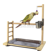 Perchas para pájaros de 39x36x23cm, bandeja alimentadora para patio de juegos, campana para loro, soporte de mesa para loro, periquito, pinzón