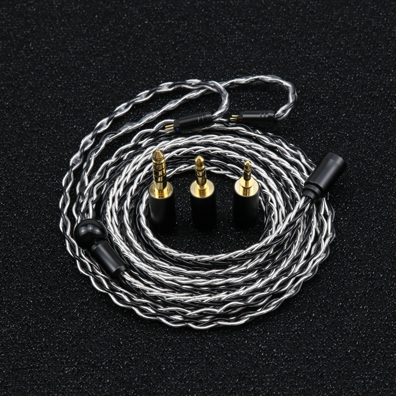 XINHS 8 Core Silver Black Silver Plated Cable Modular Cable with Replaceable Audio Plug: WHEAT