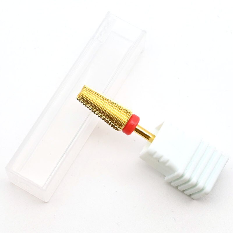 Xf-xc-brocas para manicura de uñas, brocas de taladro eléctrico de 5 vías con barril de carburo dorado, broca para uñas: Fine