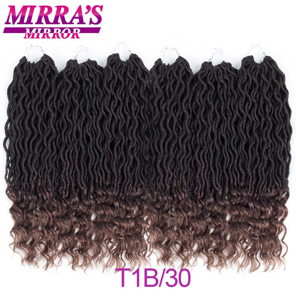 Mirra's Mirror 18" Goddess Faux Locs Crochet Hair Black Crochet Braids Synthetic Braiding Hair Extensions 24 Strands: T1B/30 / 3 Packs