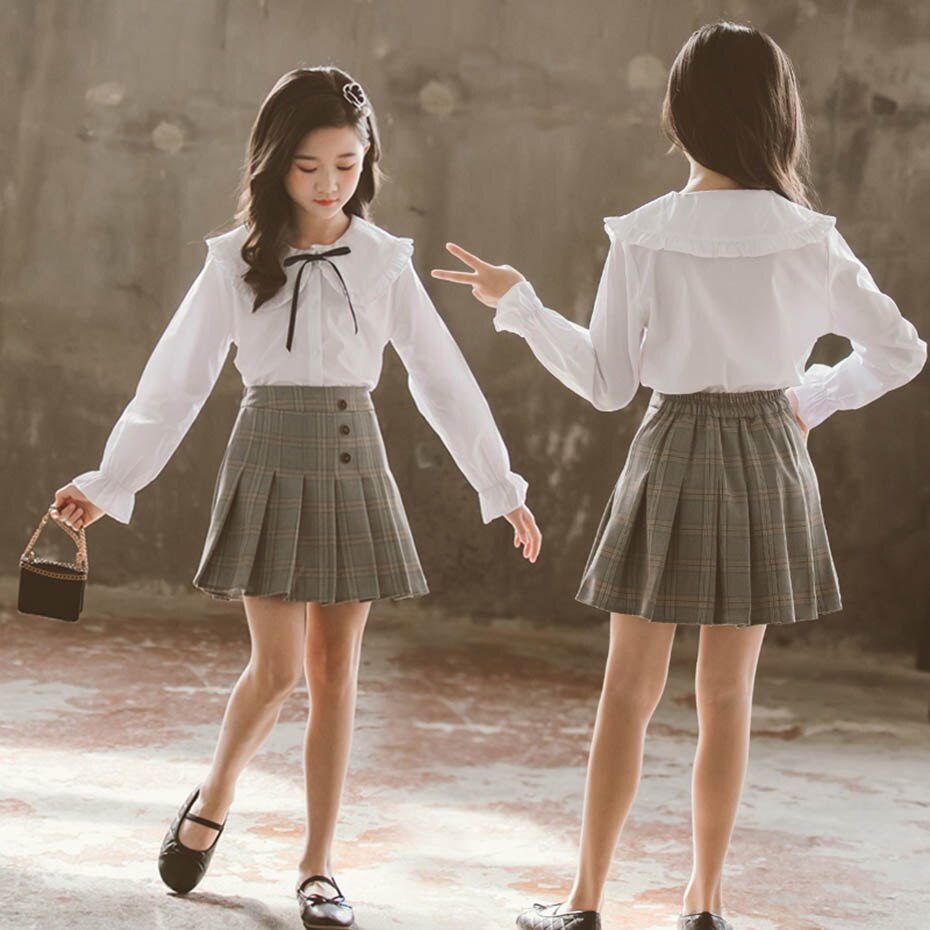 Blouses For Girls White Blouses For Girl Long Sleeve Children's Shirts For Girl Teenage Clothes For School For Girl 6 8 10 12 14