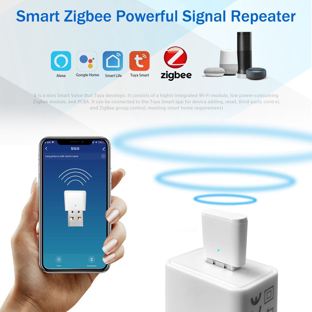 Tuya ZigBee 3.0 Signal Repeater USB Extender for Smart Life ZigBee Devices Sensors Expand 20-30M Smart Home Automation Module