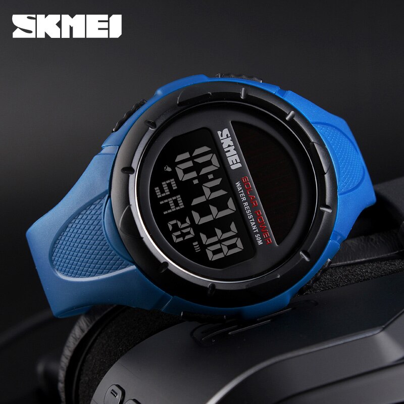 Skmei Solar Power Mannen Digitale Horloge Sport Horloges Chronograaf 5Bar Waterdicht Horloge Mannen Klok Relogio Masculino 1405