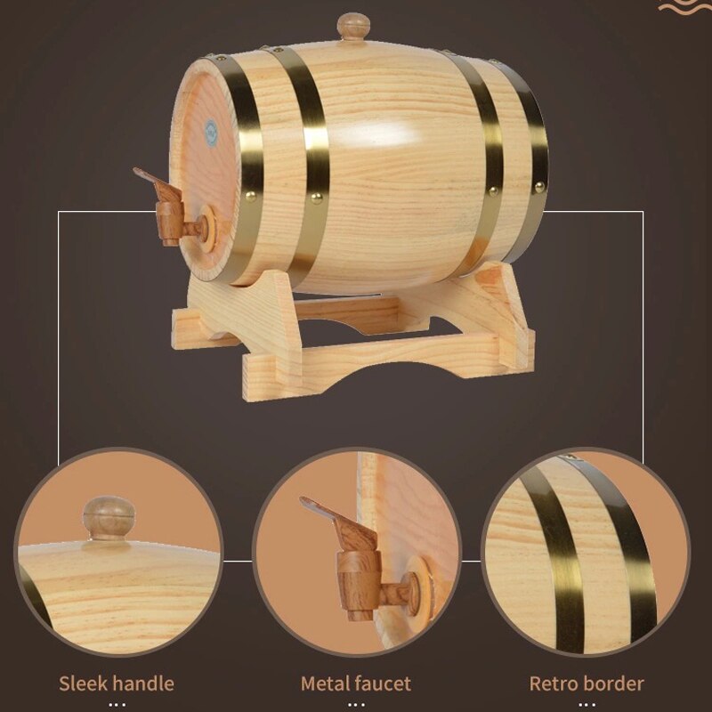 1.5/3l träfat vintage ek ölbryggningsutrustning mini -fat hem brygg öl fat fat dispenser för rom pot whisky vin