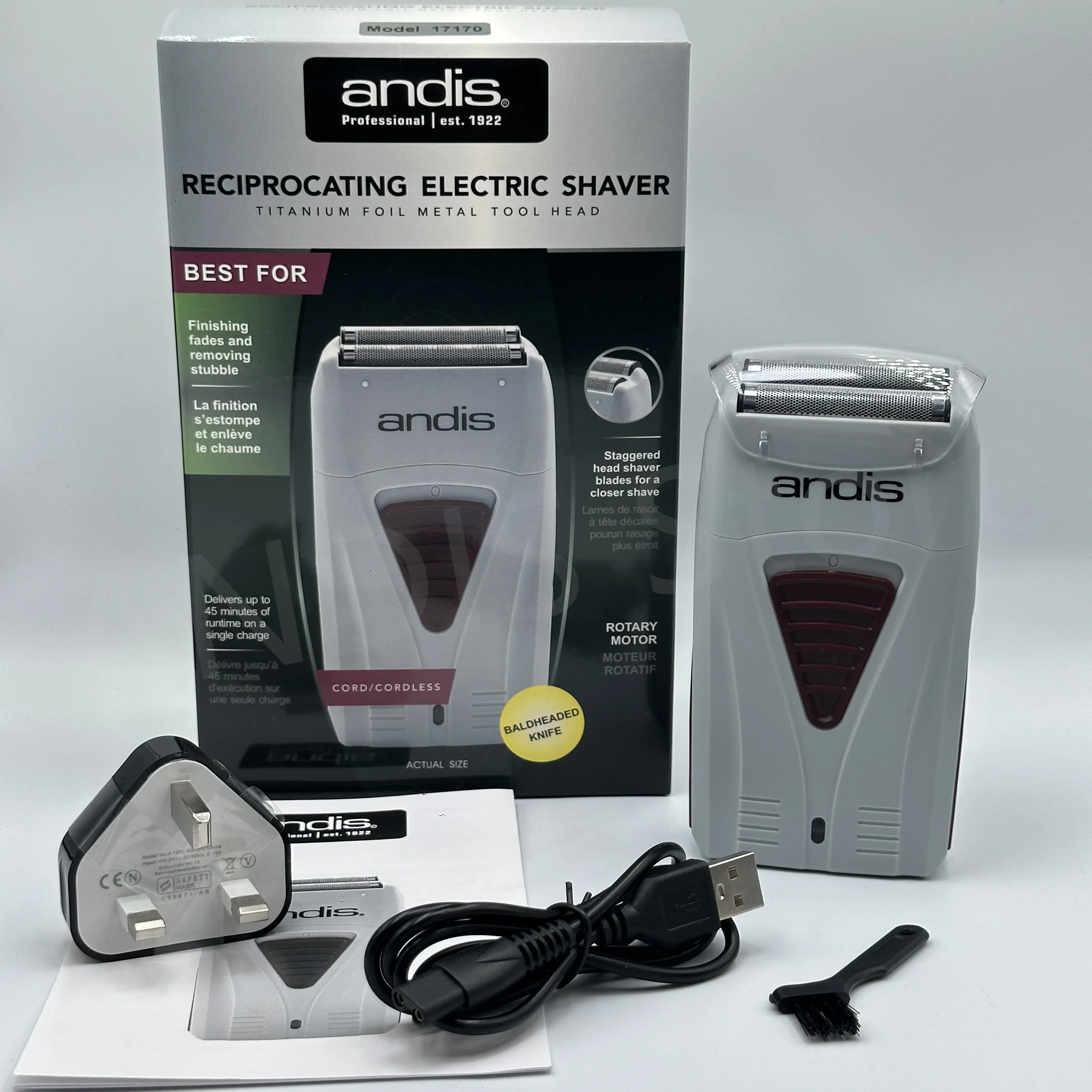 Andis 17170 Folie Lithium Titanium Scheerapparaat Glad Scheren Snoerloos ANDIS Scheerapparaat Voor Mannen Scheermes Kaal Tondeuse 100% Origineel: WHITE