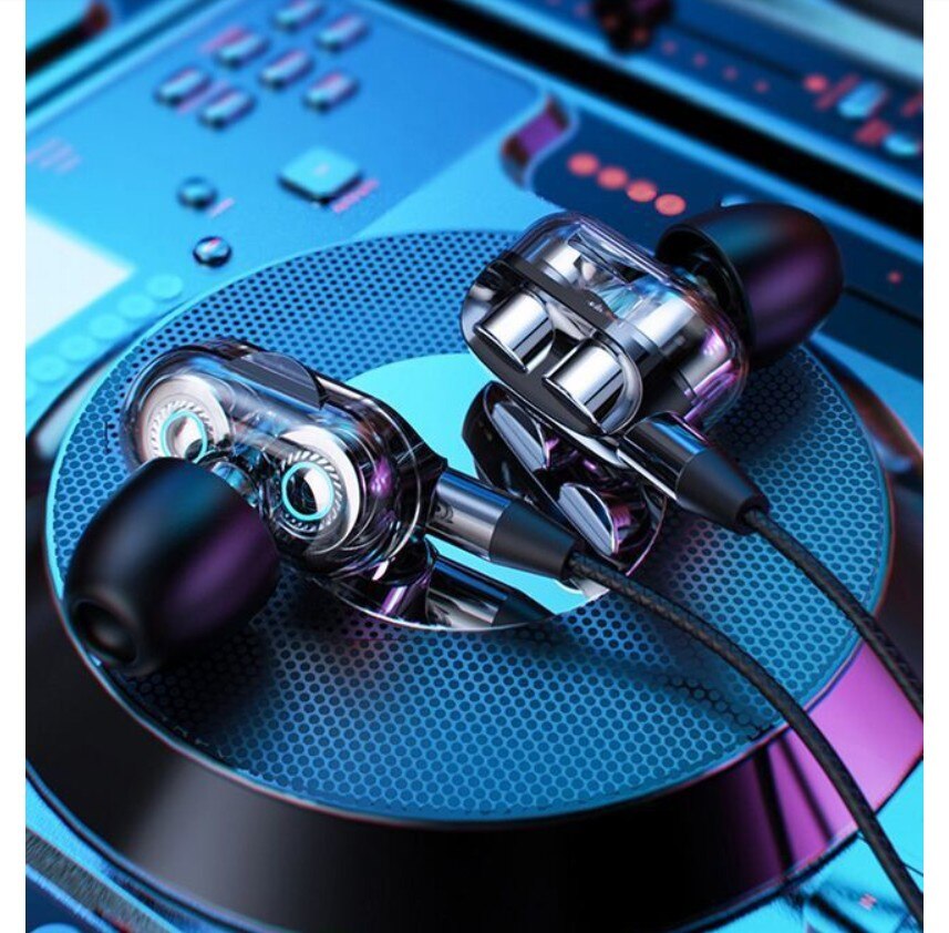Double Moving Coil Subwoofer Headset for Vivo Oppo Huawei with Microphone Karaoke In-ear Earplug Universal Handphone
