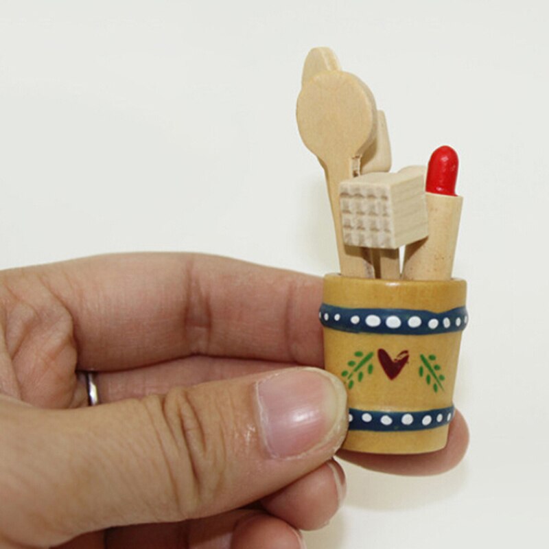 2019 1/12 Miniatura casa delle bambole Accessori di Legno Da Cucina Utensili Da Cucina Simulazione Cucchiaio Pala Giocattolo Modello per la Bambola Decorazione Della Casa