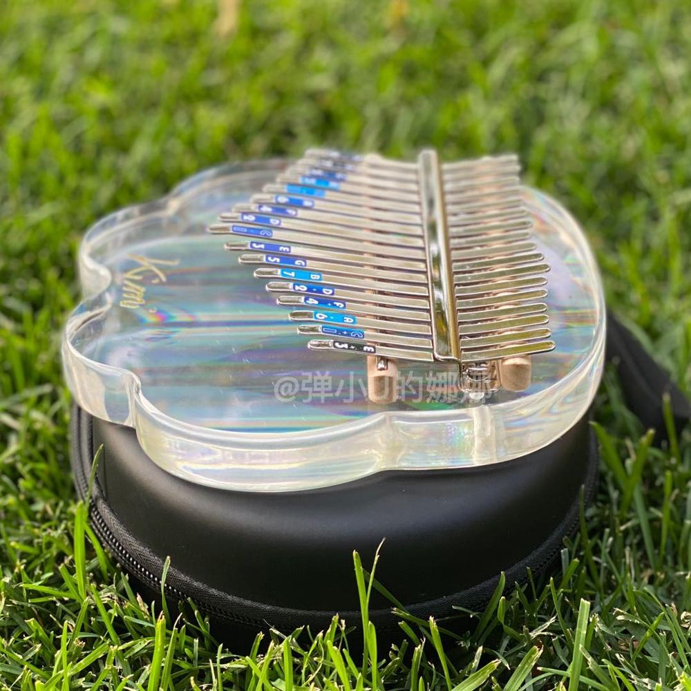 Kimi Rainbow kalimba de 17 teclas, piano de pulgar de cristal transparente, para principiantes, kalimba de colores