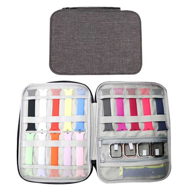 Pour apple watch boîte de rangement de bracelet de montre pochette de voyage boîtes de sangle de montre multifonction boîte de rangement de bracelet de montre: Gray Single Layer