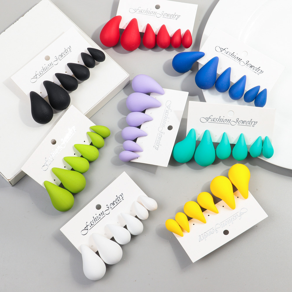 Korea 3 Paar Acryl Chunky Waterdrop Oorbellen Dupe Voor Vrouwen Kleurrijke Extra Grote Druppel Oorbel Hoepels Sieraden Lichtgewicht