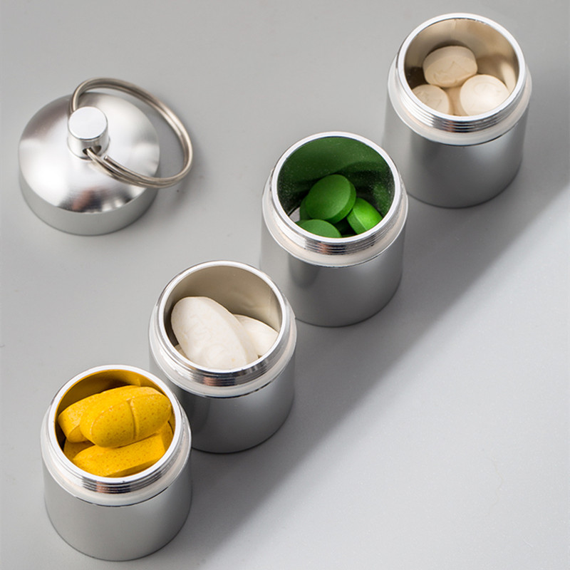 Portable Medicine Organizer Box Capsule Shape Aluminum Pill Case Delicate Seal Outdoor Pocket Pill Holder Container Pill Case