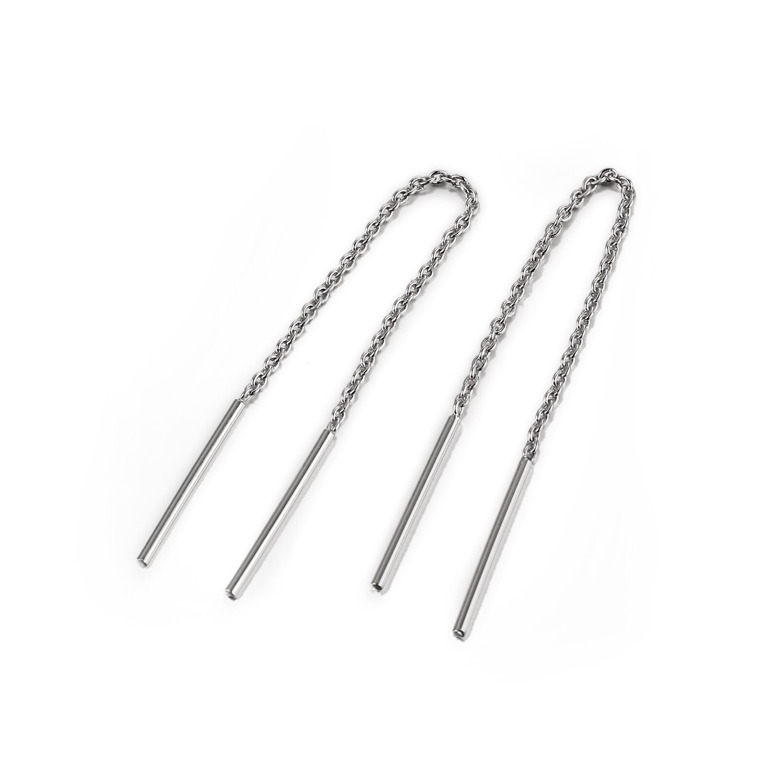 Orecchini pendenti lunghi intrecciati unici per le donne Piercing orecchino di moda a catena in oro rosa con catena per regali di gioielli per ragazze E243: silvercolor short237