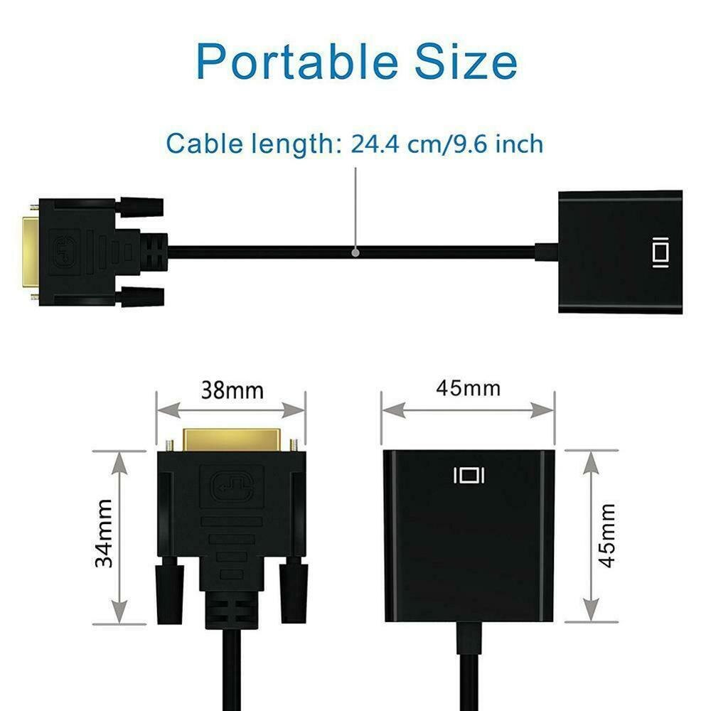 1080p DVI-D naar VGA adapter kabel 24 + 1 25 pin DVI male naar 15 pin VGA female