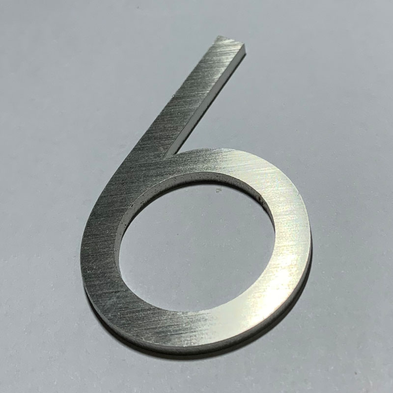 60mm Stainless Steel Self Adhesive House Number Sticker Metal Doorplate Home Door Plaque Numbers Sign For Mailbox Street Numbers: Number 6