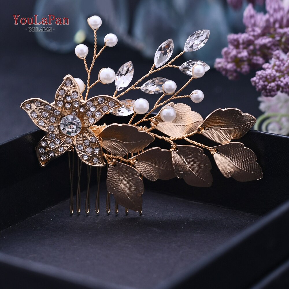 Youlapan HP307 Bruiloft Haar Accessoires Vrouwen Bruids Haar Band Kam Gouden Kam Haaraccessoires Voor Bruiloft Bruiloft Haarspelden