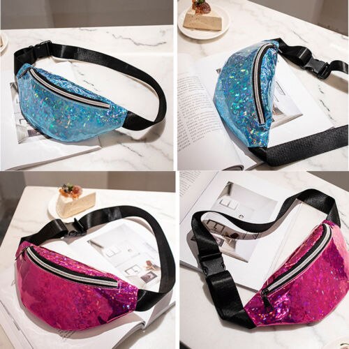 Women Reversible Sequin Glitter Waist Fanny Pack Belt Bum Bag Pouch Hip Purse Messenger Bag Travel Wallet