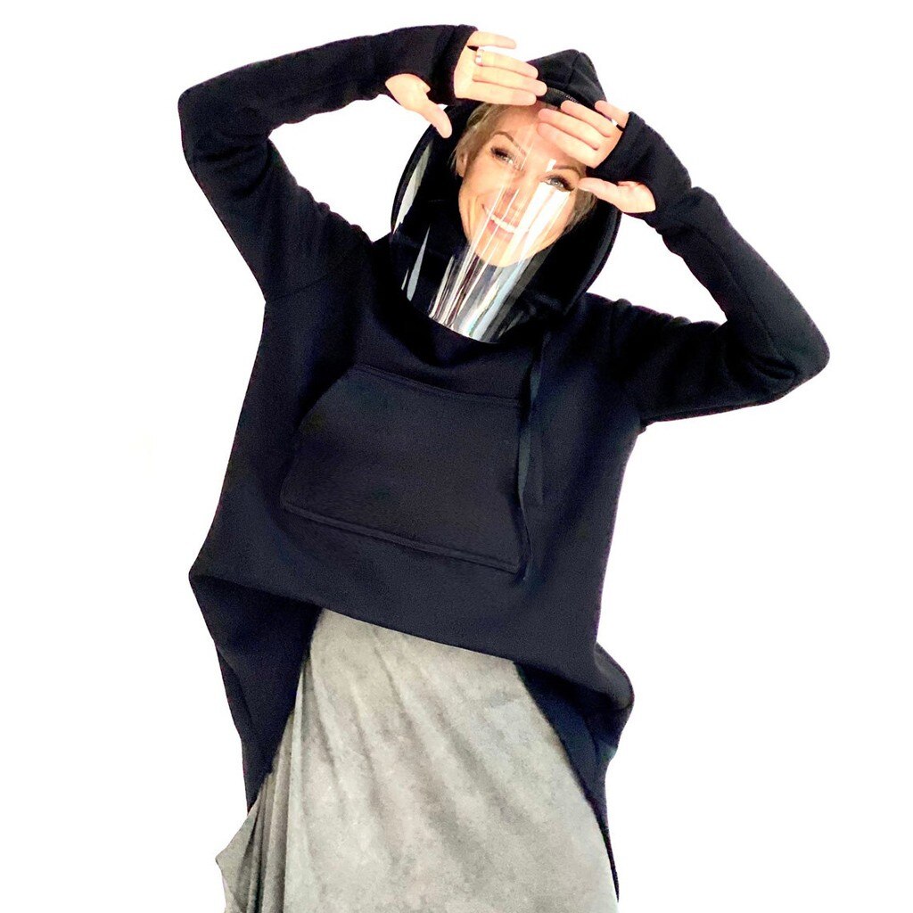 Escudo con capucha sudadera asimétrica de forro polar de cara completa que cubre la cremallera superior para sudaderas con capucha sudadera de manga larga calidez básica de invierno