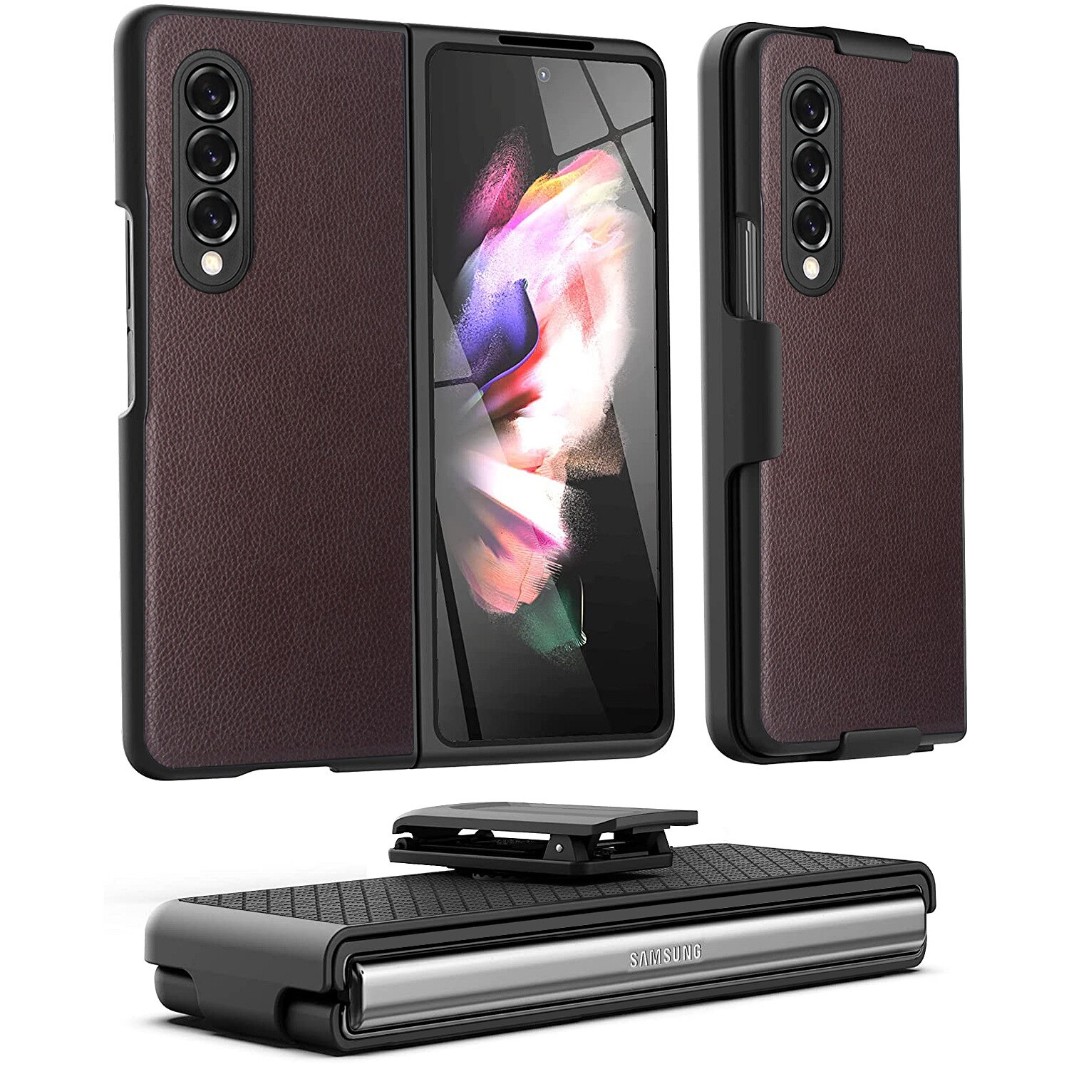 Custodia DuraClip per Samsung Galaxy Z Fold 3 custodie con Clip da cintura Cover anteriore/posteriore sottile con fondina per Galaxy Z Fold 3 Funda: F