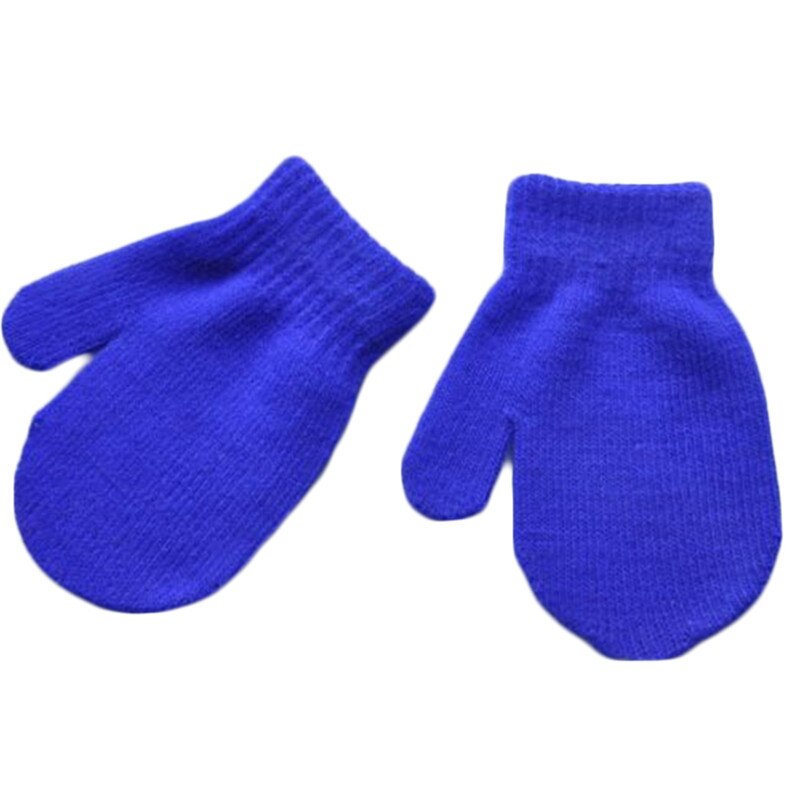 Unisex Kinderen Peuter Meisjes Wanten Handschoenen Jongens Meisjes Winter Warme Kids Handschoenen Effen Kleur: Blauw