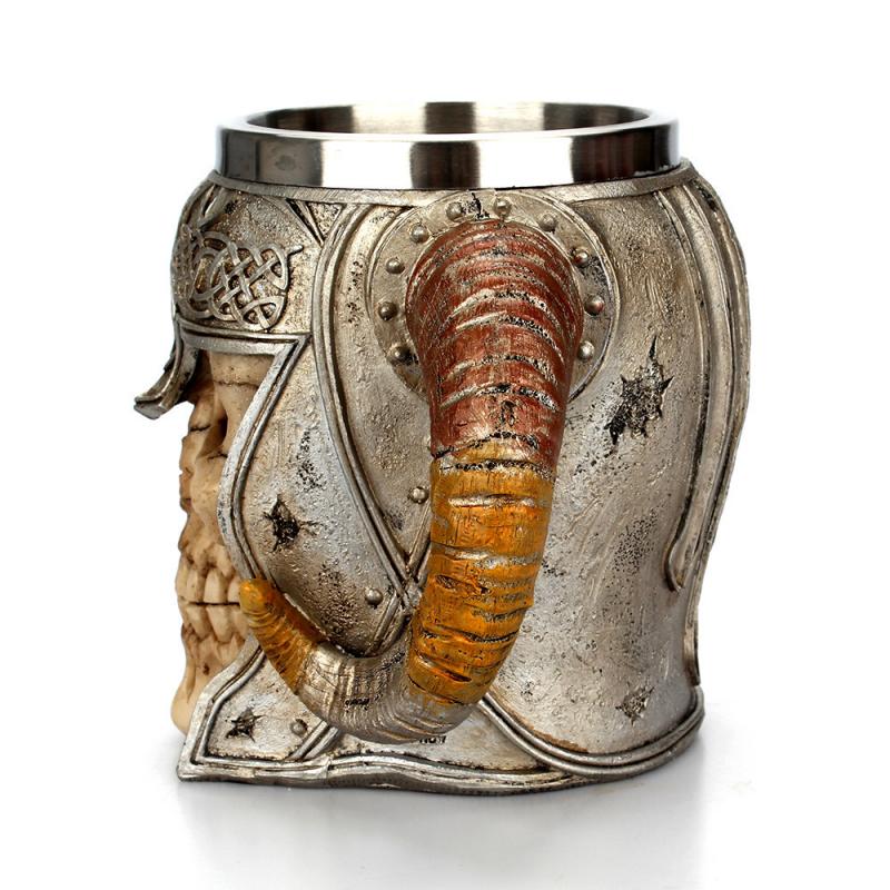 450ml 3D Skull Horn Knight Cool Stainless Steel Cup Coffee Cups and Mugs Coffee Mugs Halloween Bar Cup Drinking Tumbler