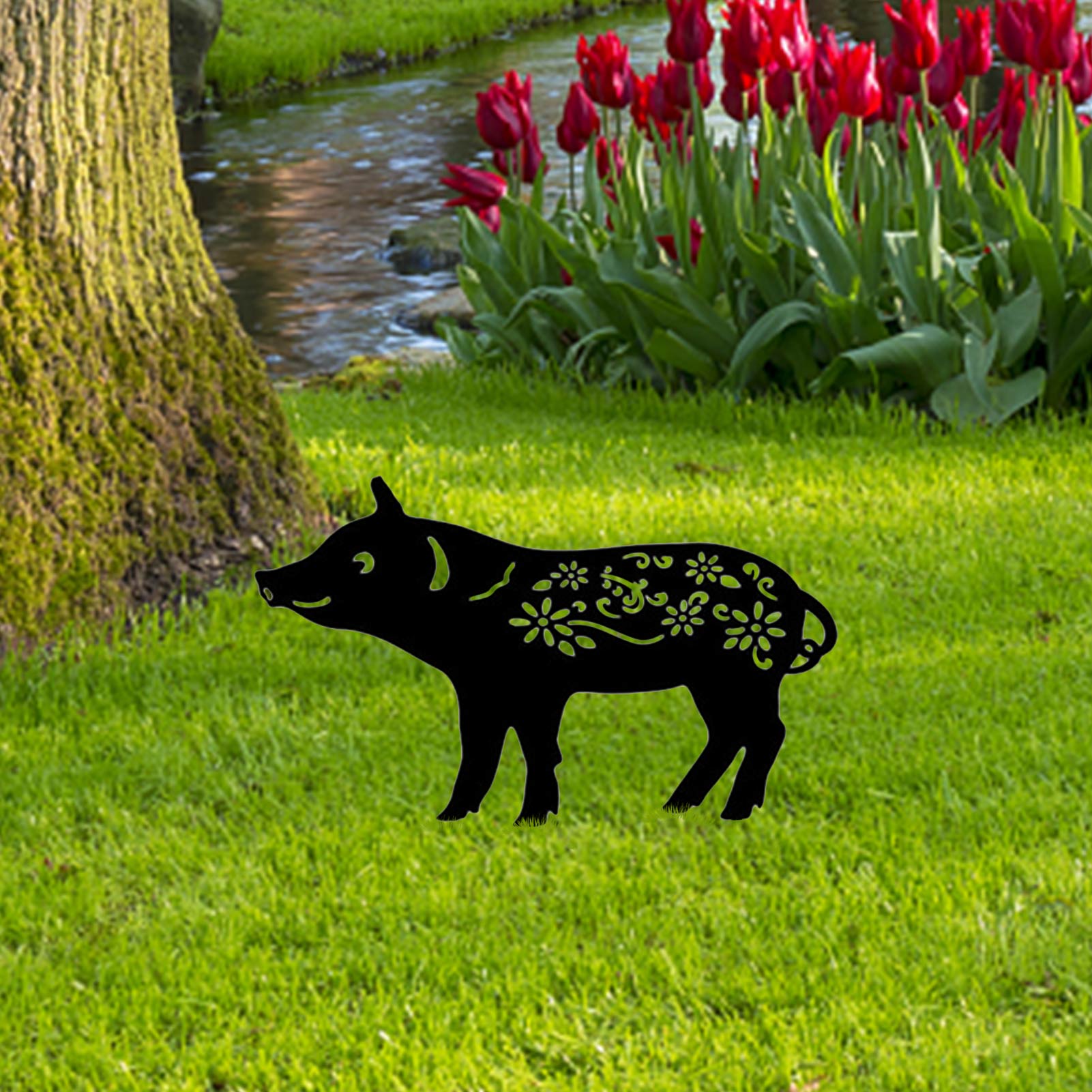 Pig Piglet Yard Art Stakes Animal Silhouette Garden Decoration Pig Piglet Yard Art Stakes Animal Silhouette Garden Decoration
