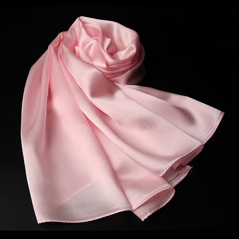 100% cachecol de seda pura e macia, cachecol longo de seda para mulheres, xales de seda de qualidade para meninas e mulheres: Light pink